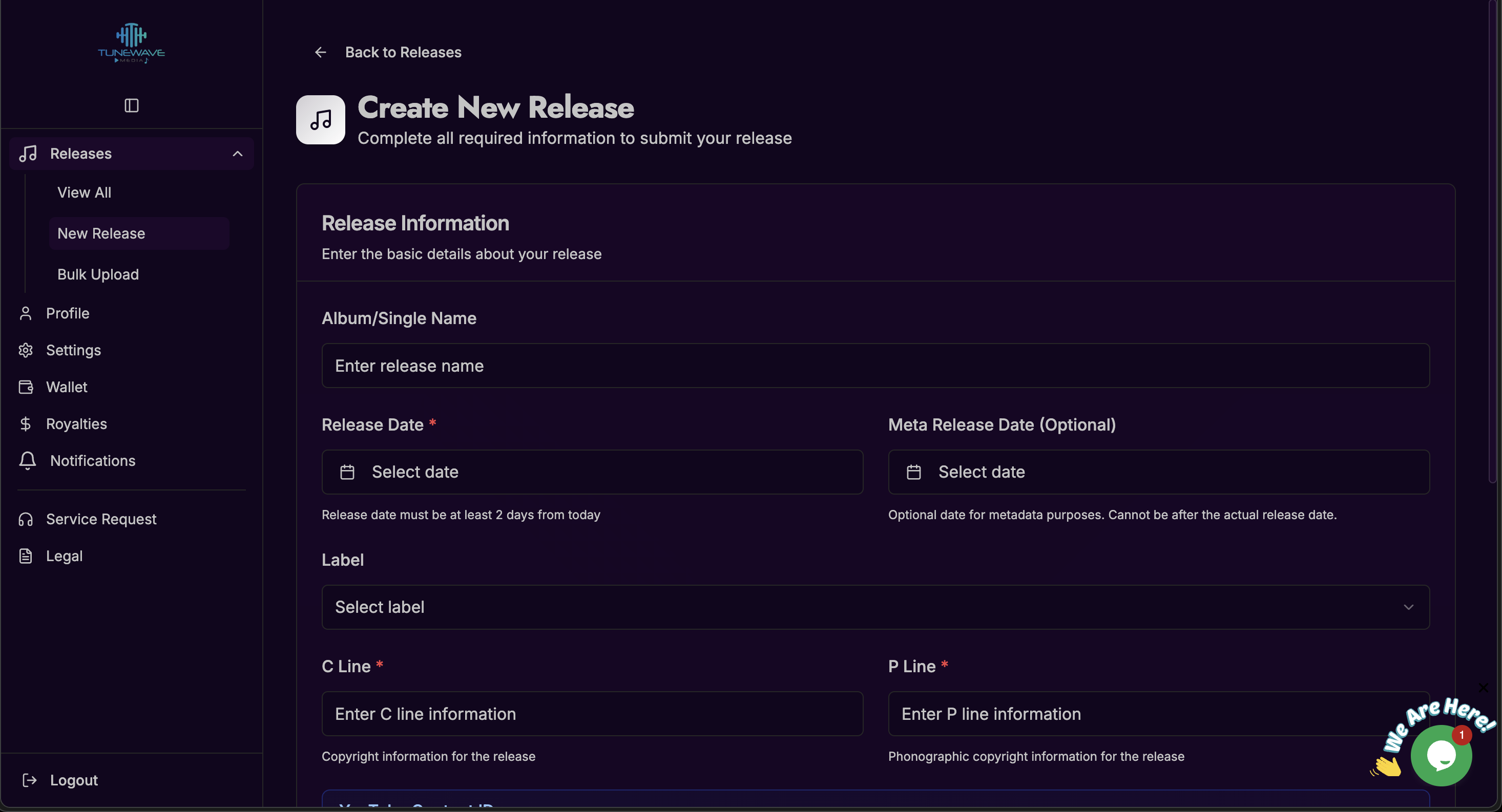 Tunewave Media Dashboard