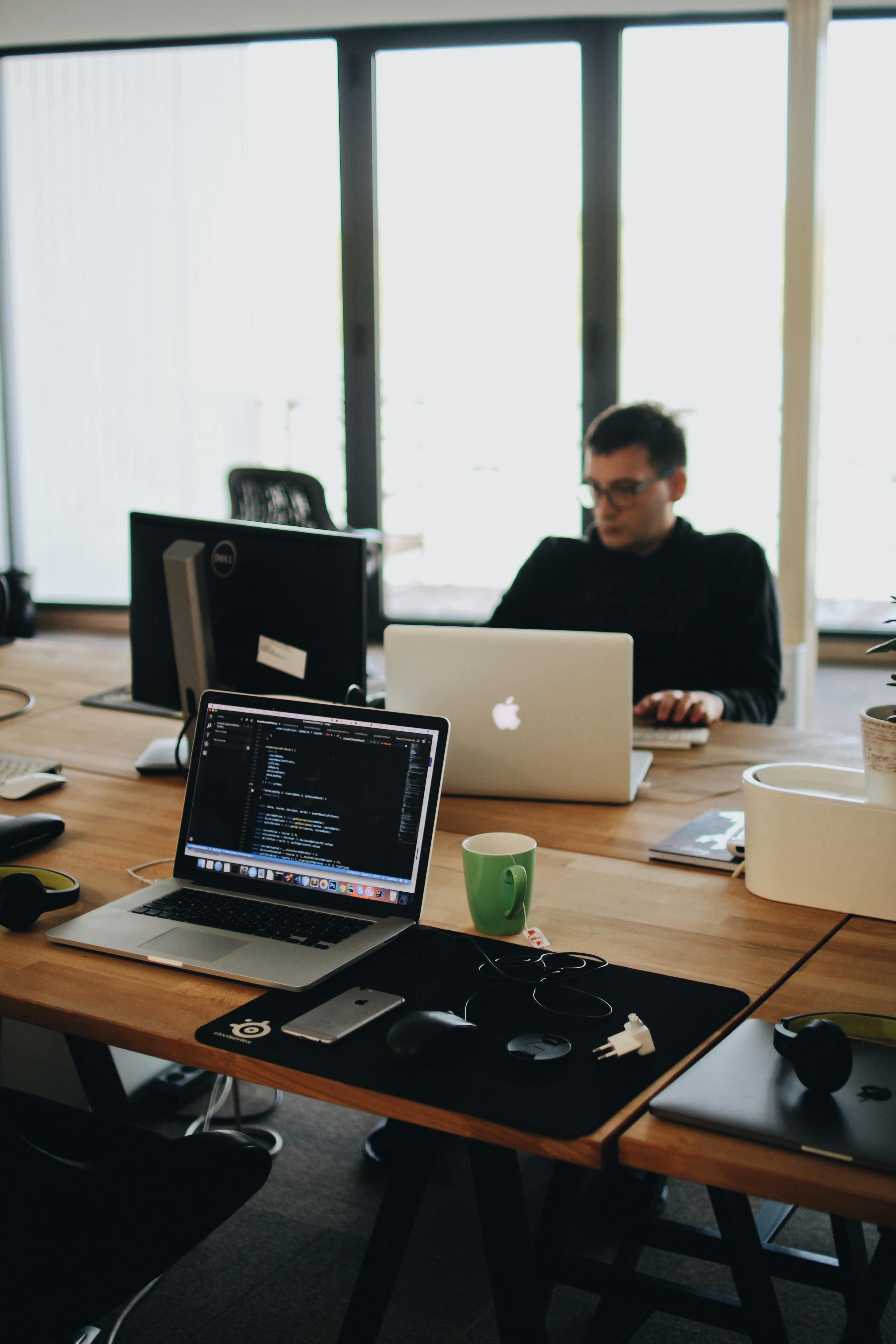 Developer working with code
